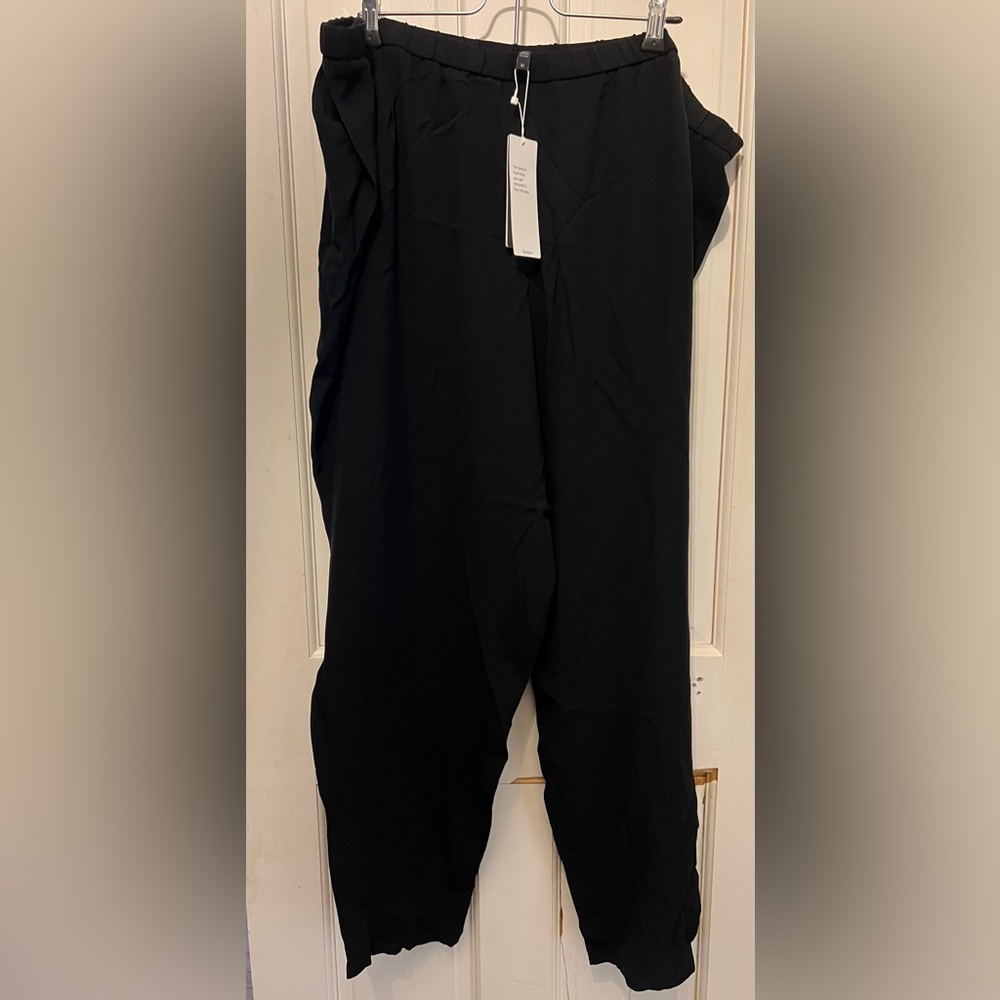 new eileen fisher black silk georgette crepe slouchy pants 3x
